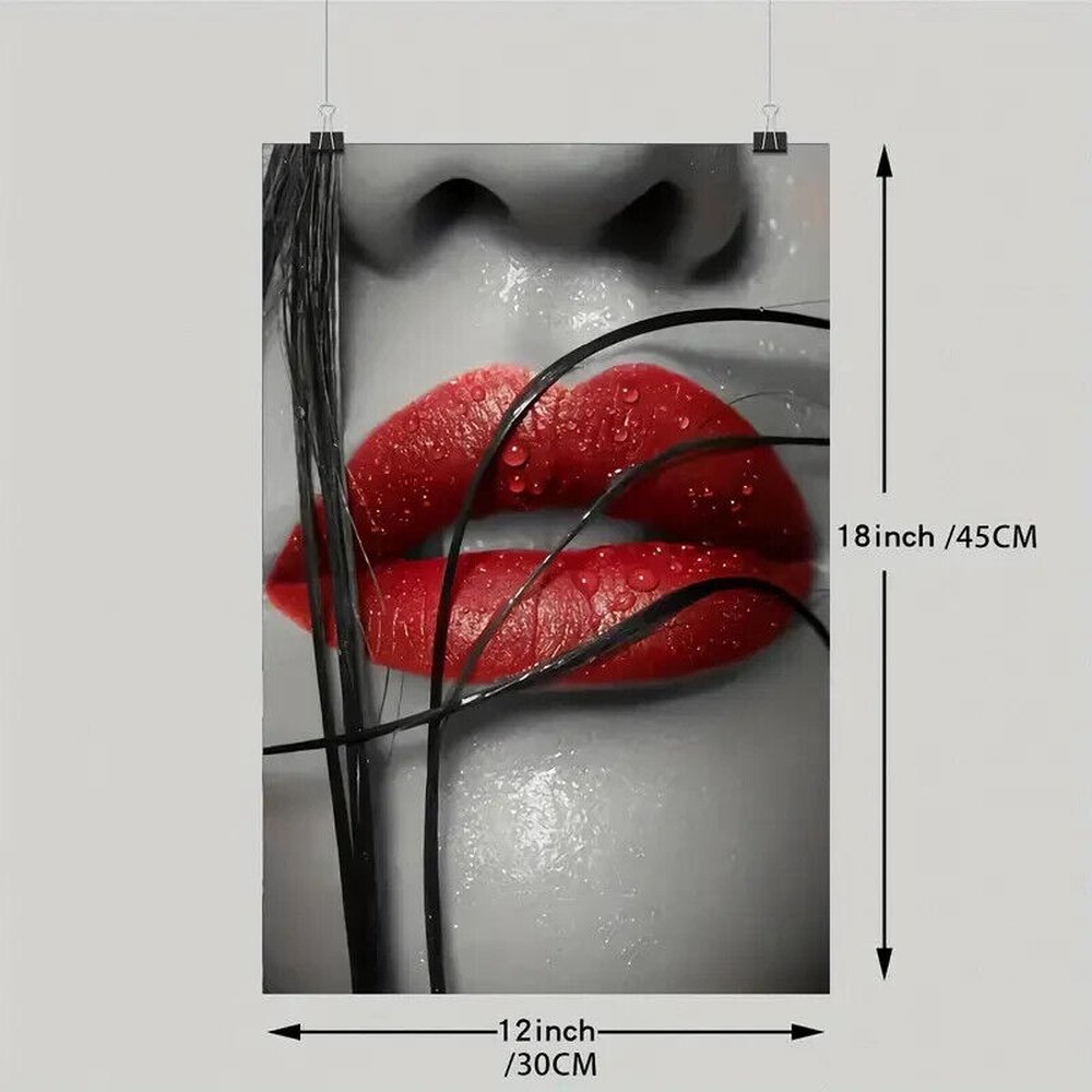 Modern Art, Sexy Red Lips Artistic Canvas Print 12" x 18" NEW! Home & Garden:Home Décor:Posters & Prints Style Your Walls